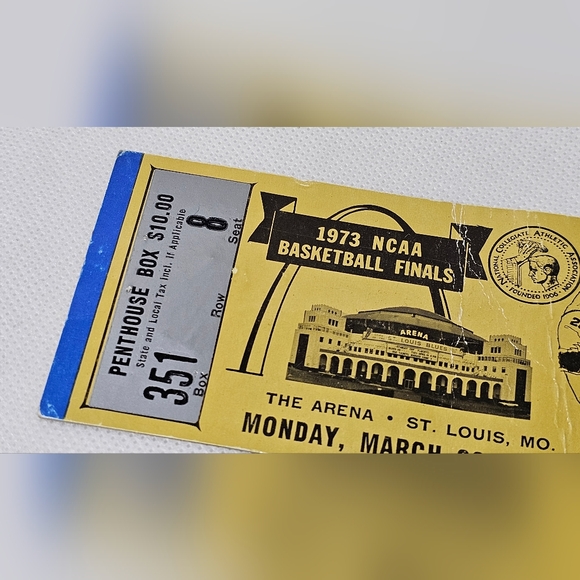 1973 NCAA Basketball Finals Ticket Stub UCLA Bruins vs Memphis State Bill Walton - Picture 4 of 5